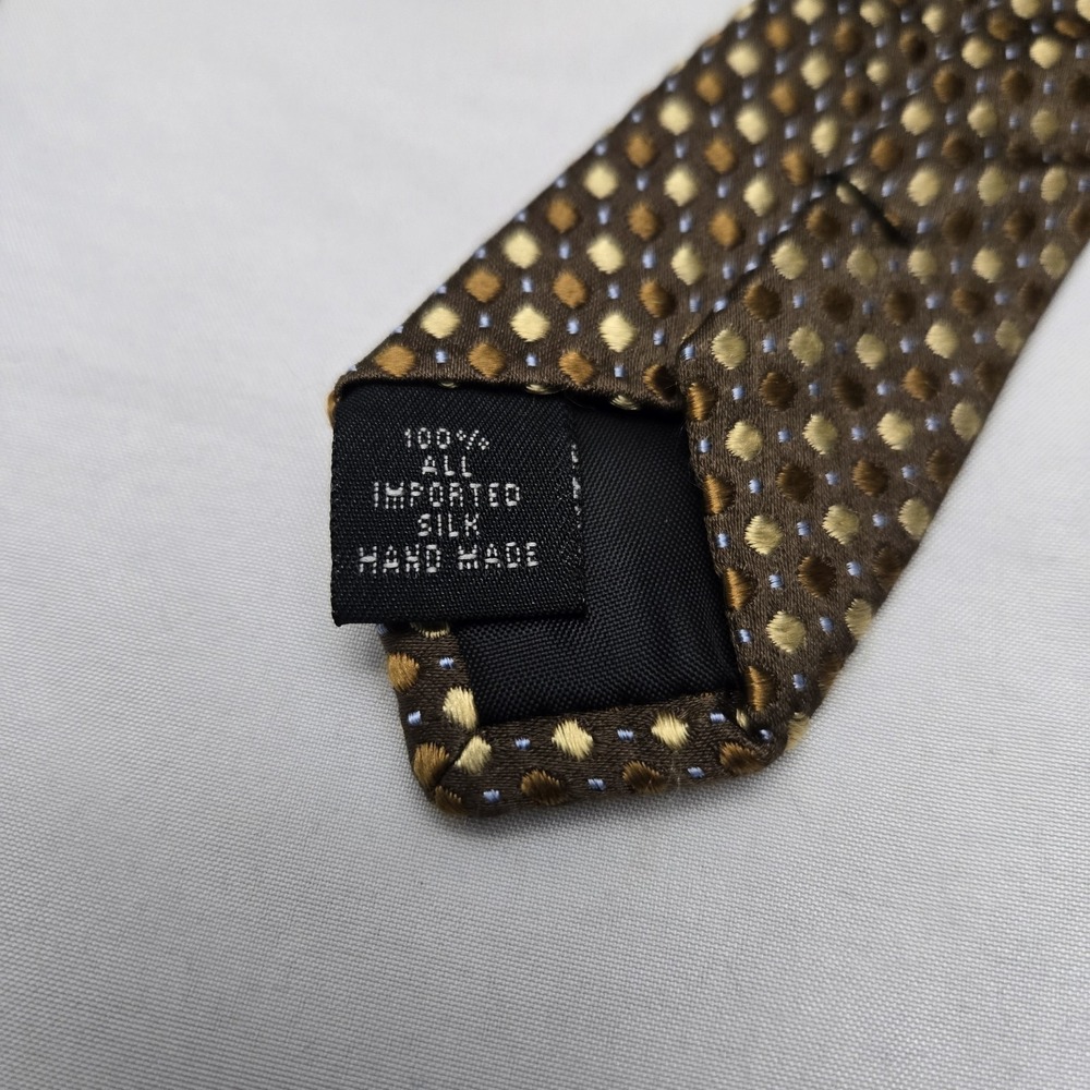 Vintage Axcess 100% Silk Tie Hand Made‎ Brown And Gold Classic Luxury Designer - Picture 3 of 4